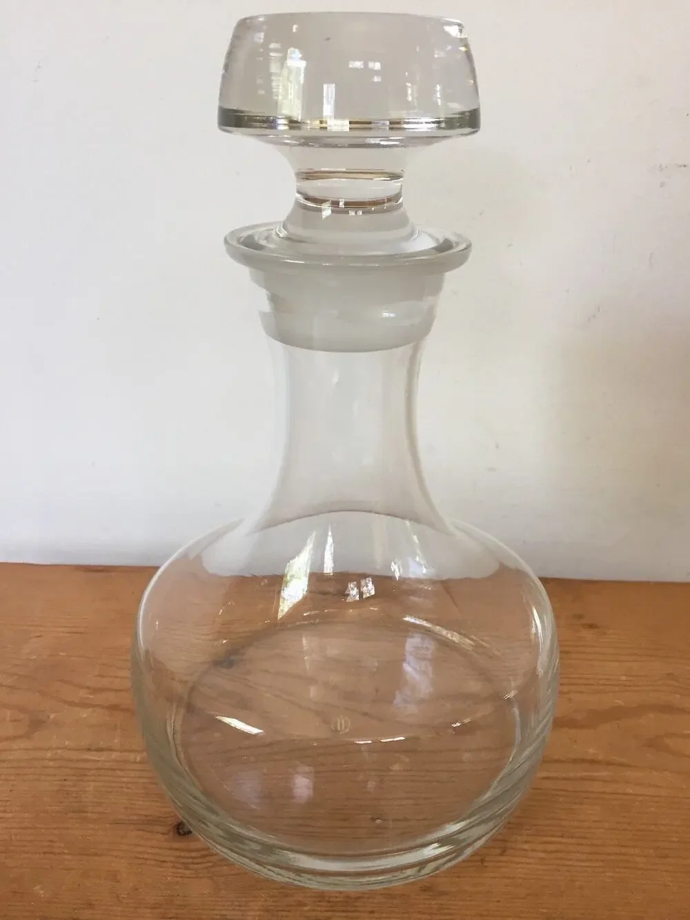 Vintage Romanian Crystal Glass Danish Modern Design Wine Decanter Carafe 10.5